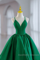 Green V-Neckline Straps Short Party Dresses, Green Knee Length Homecoming Dresses